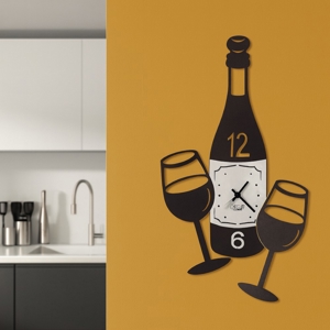 Visualizza i dettagli per Orologio da parete per cucina nero vino bicchieri Orologio da parete per cucina nero vino bicchieri