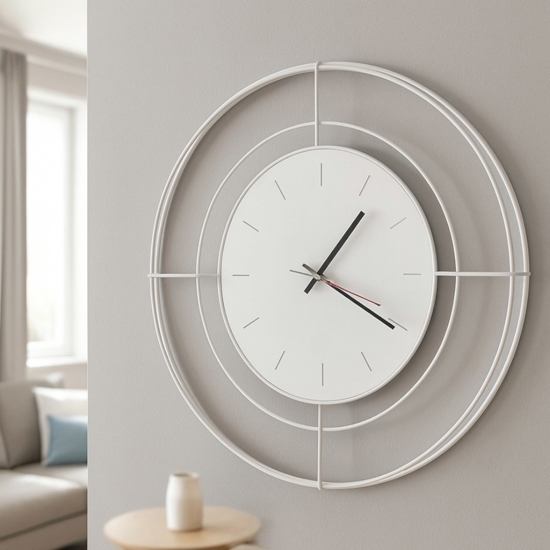 Orologio da parete 59cm bianco design minimal rotondo
