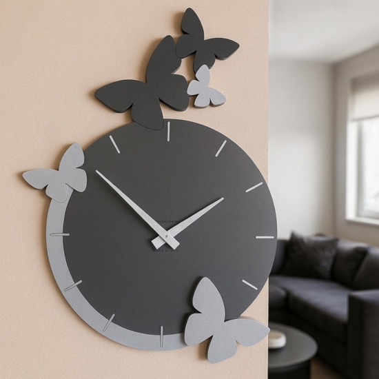 Orologio moderno da parete legno colore nero grigio