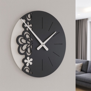 Merletto orologio da parete moderno legno nero