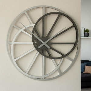 Grande orologio moderno da parete radica grigia