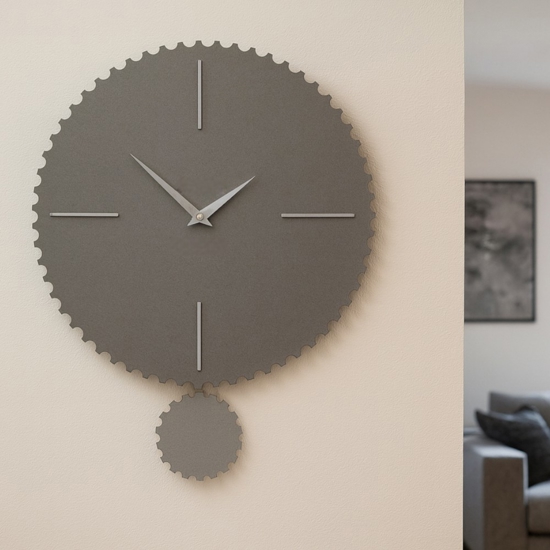 Orologio con pendolo da parete in legno grigio quarzo