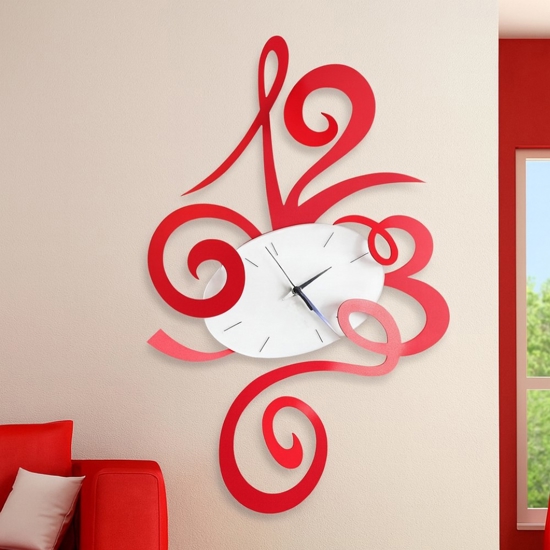 Orologio moderno design da parete rotondo rosso