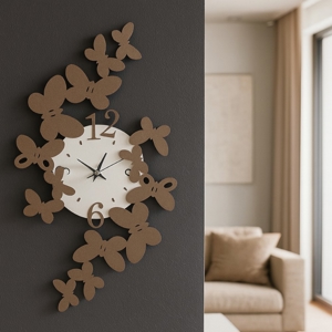 Orologio farfalle da parete design moderno vetro beige