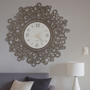 Orologio da parete rotondo bronzo e bianco marmo moderno