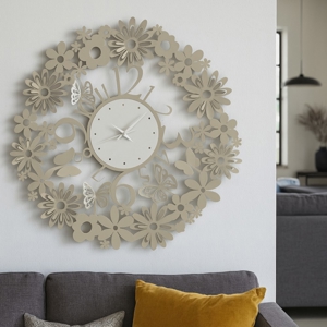 Orologio da parete farfalle rotondo sabbia 50cm