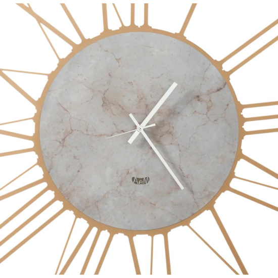 Orologio da parete oro rotondo numeri romani effetto marmo Orologio da parete oro rotondo numeri romani effetto marmo