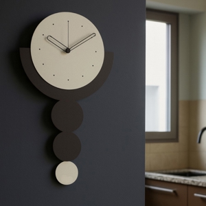 Visualizza i dettagli per Orologio da parete moderno con pendolo avorio e nero Orologio da parete moderno con pendolo avorio e nero