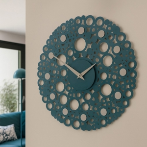 Visualizza i dettagli per Orologio da parete rotondo in legno ottanio traforato Orologio da parete rotondo in legno ottanio traforato