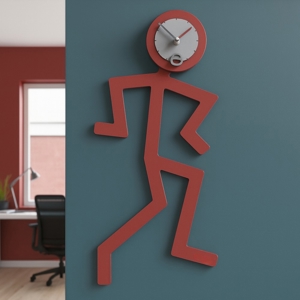 Orologio moderno da parete legno colore rosso rubino