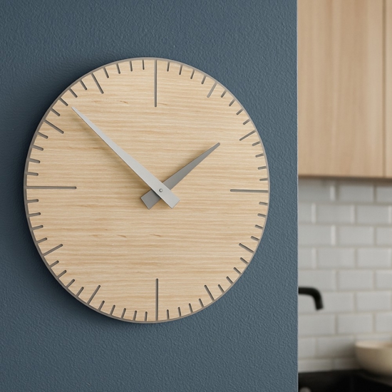 Orologio da muro moderno rovere bianco grigio rotondo in legno