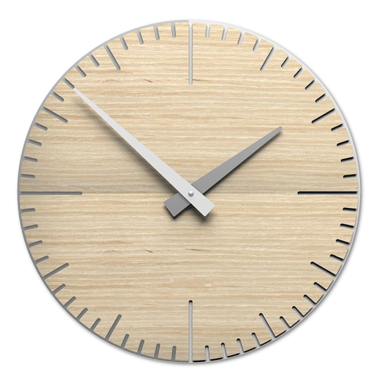 Orologio da muro moderno rovere bianco grigio rotondo in legno