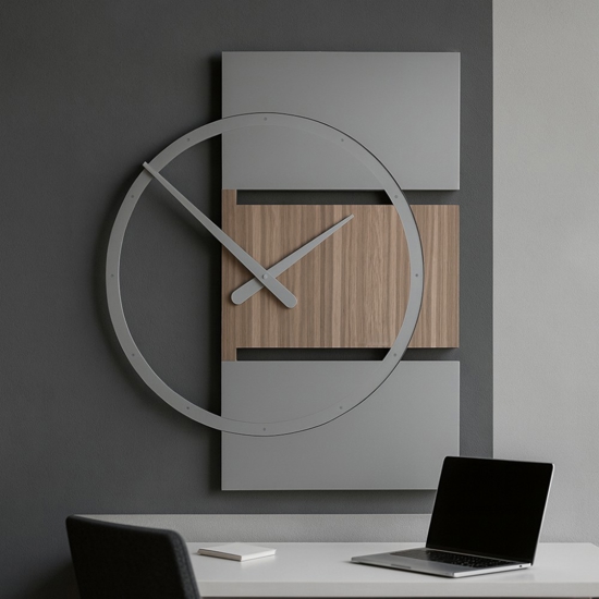Orologio da parete legno noce e grigio canaletto
