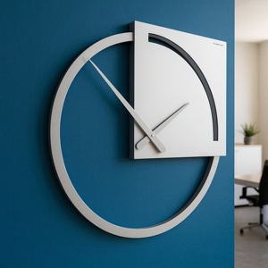 Visualizza i dettagli per Orologio da parete moderno legno bianco grigio Orologio da parete moderno legno bianco grigio
