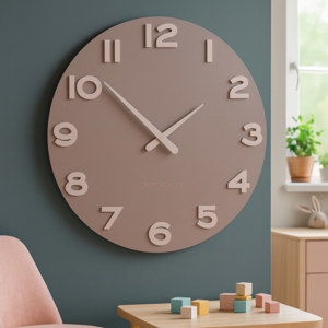 Visualizza i dettagli per Orologio da parete moderno legno colore grigio prugna Orologio da parete moderno legno colore grigio prugna