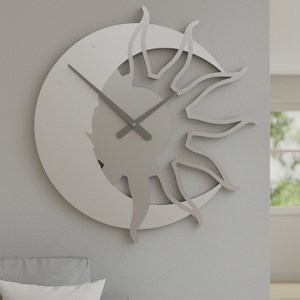 Visualizza i dettagli per Grande orologio 60 moderno da parete legno bianco grigio Grande orologio 60 moderno da parete legno bianco grigio