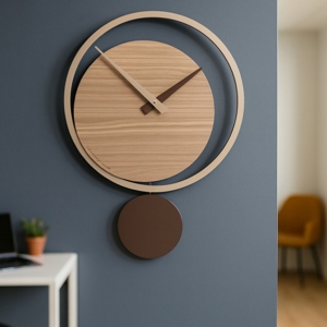 Orologio da parete moderno a pendolo noce canaletto