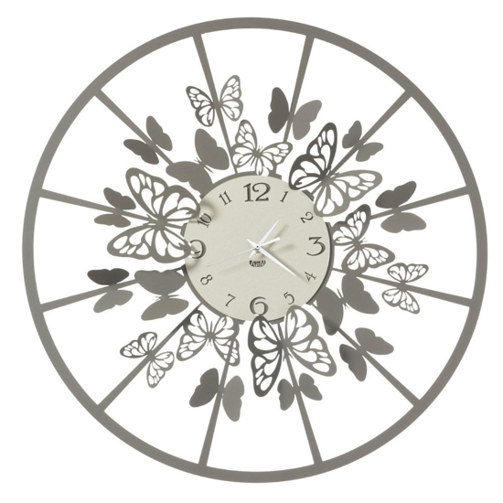 Orologio da parete rotondo farfalle colore fango avorio Orologio da parete rotondo farfalle colore fango avorio