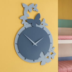 Visualizza i dettagli per Orologio da parete farfalle legno colore carta da zucchero Orologio da parete farfalle legno colore carta da zucchero