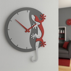Visualizza i dettagli per Caorologio moderno da parete legno colore grigio rosso rubino Caorologio moderno da parete legno colore grigio rosso rubino