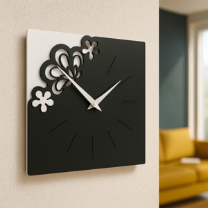 Orologio quadrato moderno da parete legno colore nero