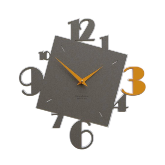 Orologio in legno numeri moderni per parete grigio e giallo melone