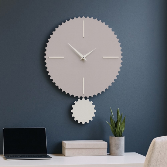 Orologio a parete con pendolo rotondo legno tortora