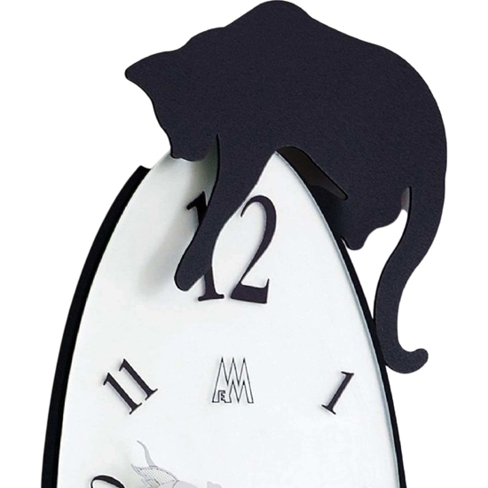 Grande orologio da parete nero ovale quadrante vetro
