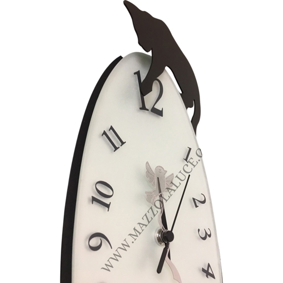 Grande orologio da parete nero ovale quadrante vetro