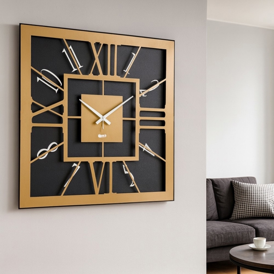 Orologio da parete design numeri moderni oro e nero Orologio da parete design numeri moderni oro e nero