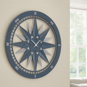 Orologio da parete rotondo bianco e azzurro nautilus