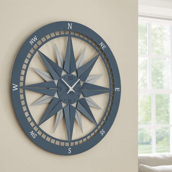 Orologio da parete rotondo bianco e azzurro nautilus