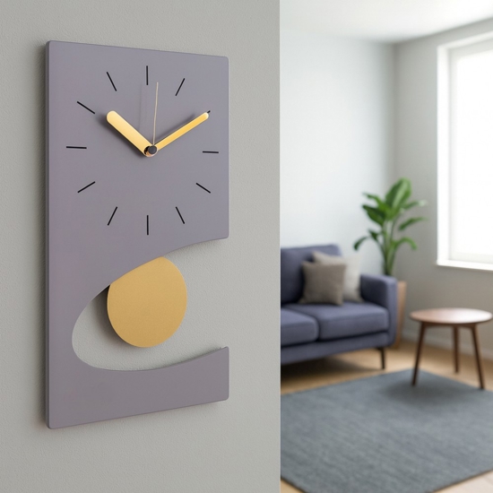 Orologio con pendolo da parete viola dettagli oro Orologio con pendolo da parete viola dettagli oro