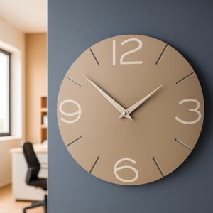 Orologio tondo da parete 30cm moderno legno caffelatte