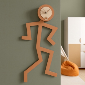 Orologio moderno da parete legno colore terracotta