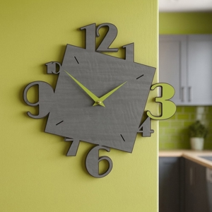 Orologio da parete moderno in legno verde e grigio