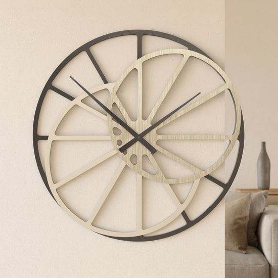Orologio moderno grande da parete 95cm rovere breeze design
