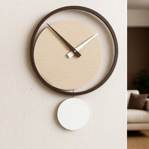 Visualizza i dettagli per Orologio a pendolo moderno da muro rovere decape' bianco Orologio a pendolo moderno da muro rovere decape' bianco