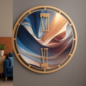 Visualizza i dettagli per Orologio a parete effetto marmo design moderno oro dune dorate Orologio a parete effetto marmo design moderno oro dune dorate