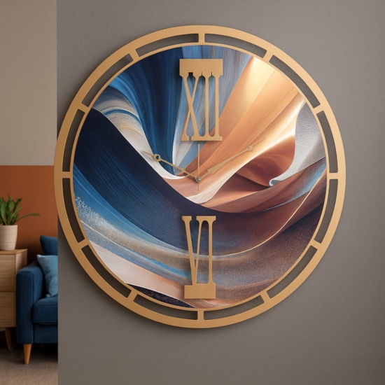 Orologio a parete effetto marmo design moderno oro dune dorate Orologio a parete effetto marmo design moderno oro dune dorate