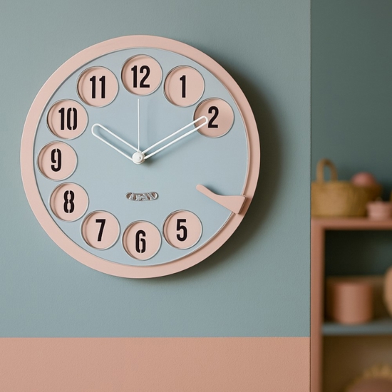 Orologio da parete moderno design telefono gelso e cenere
