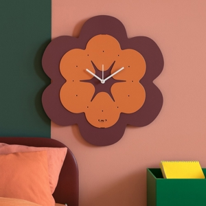 Orologio moderno per parete cucina fiore pesca e viola