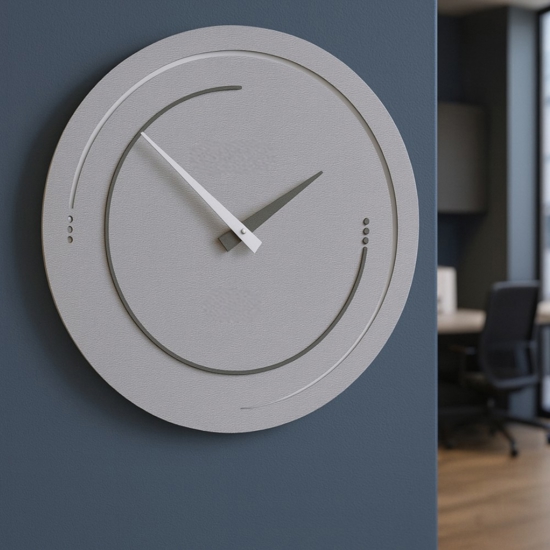 Orologio rotondo da parete in legno moderno grigio quarzo