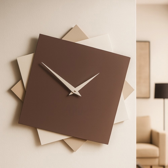 Orologio da parete moderno legno cioccolato beige