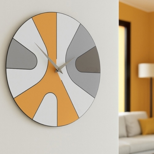 Orologio in legno da parete per cucina rotondo giallo