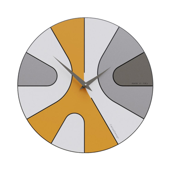 Orologio in legno da parete per cucina rotondo giallo