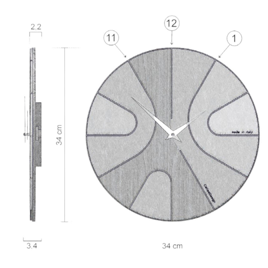Orologio in legno da parete per cucina rotondo giallo