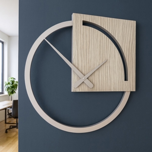 Visualizza i dettagli per Orologio da parete moderno legno rovere breeze grigio Orologio da parete moderno legno rovere breeze grigio