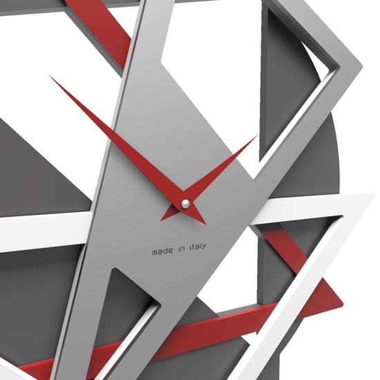 Orologio da parete design moderno geometrico rosso in legno