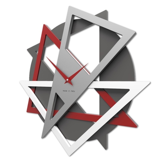 Orologio da parete design moderno geometrico rosso in legno